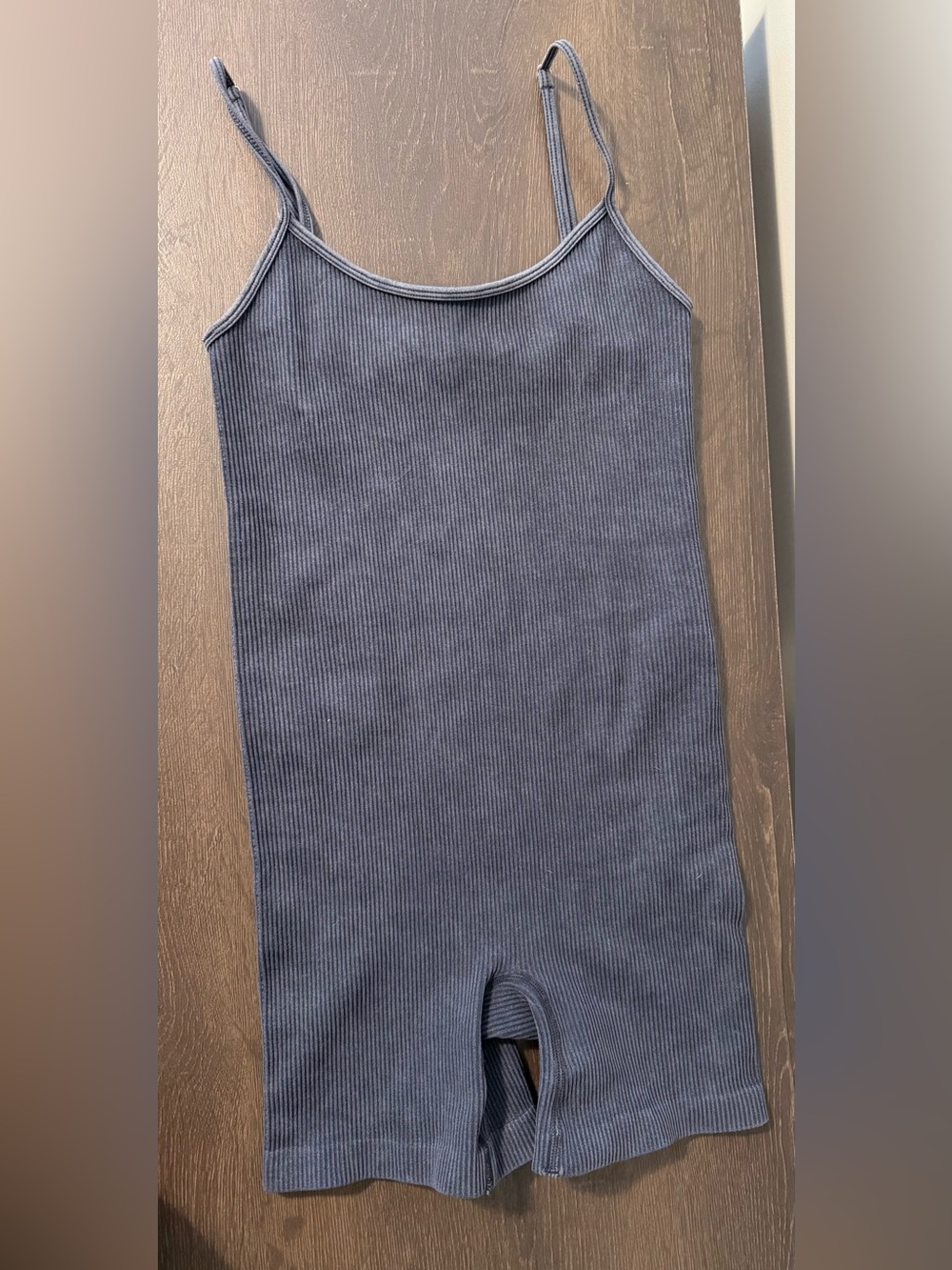 Forever 21 Ribbed Navy Blue Spaghetti-Strap Athletic Romper